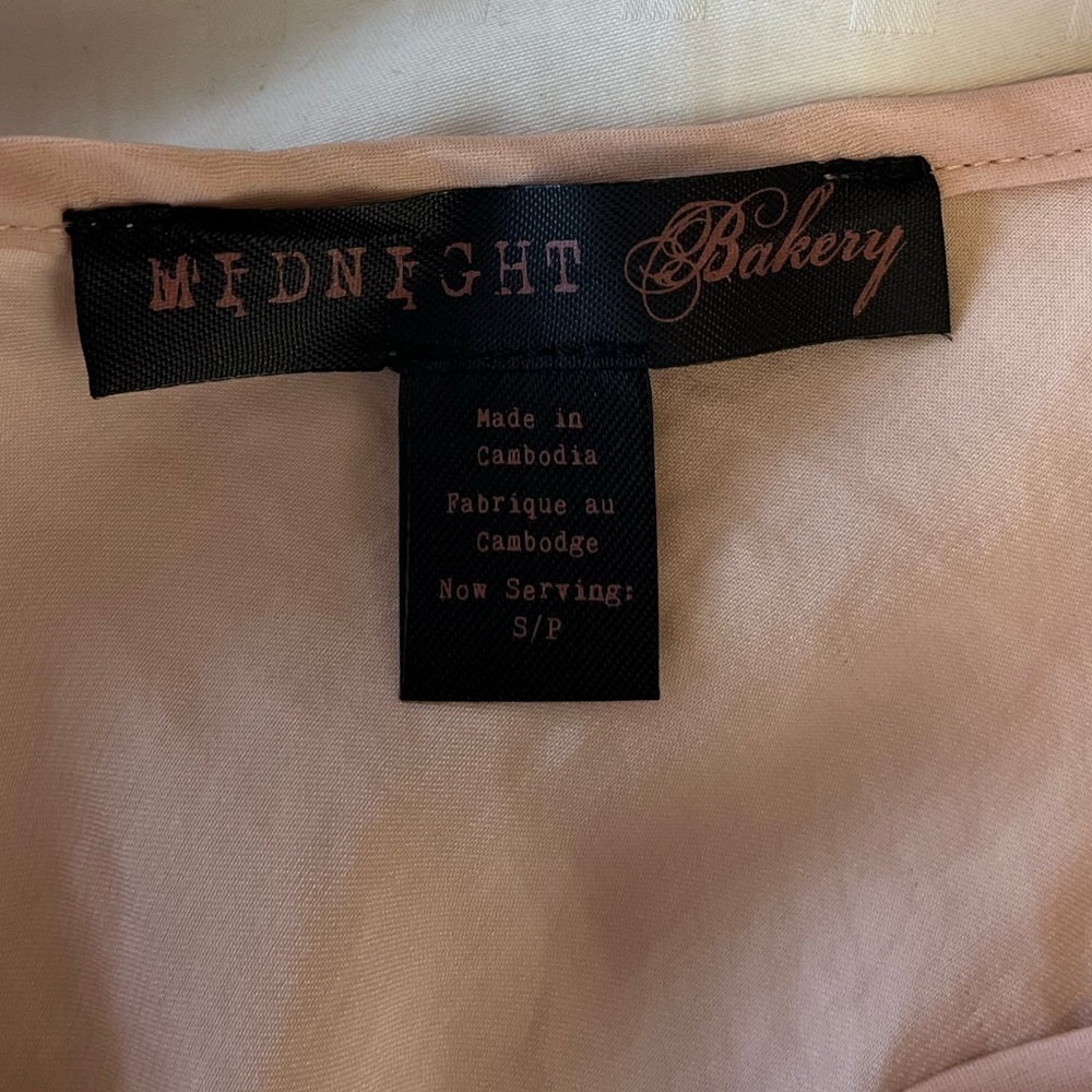NWT Midnight Bakery Satin Bias Cut Chemise Slip Dress S Rose - Picture 9 of 12